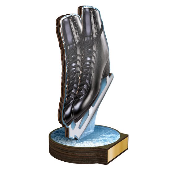 Grove Ice Skating Black Boot Real Wood Trophy