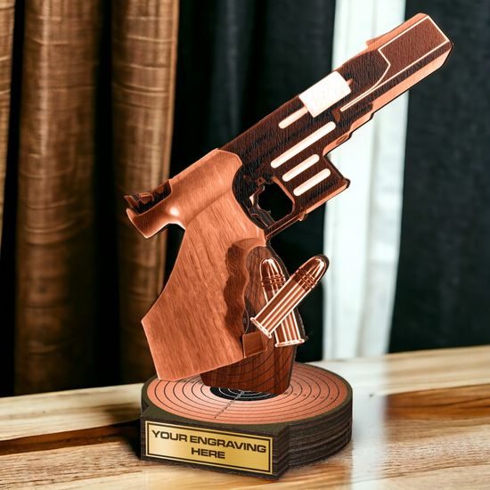 Grove Classic Pistol Shooting Real Wood Trophy