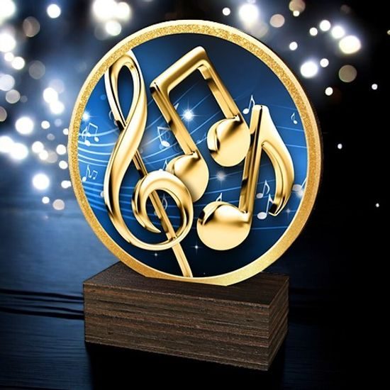 Holt Colour Music Notes Real Wood Trophy
