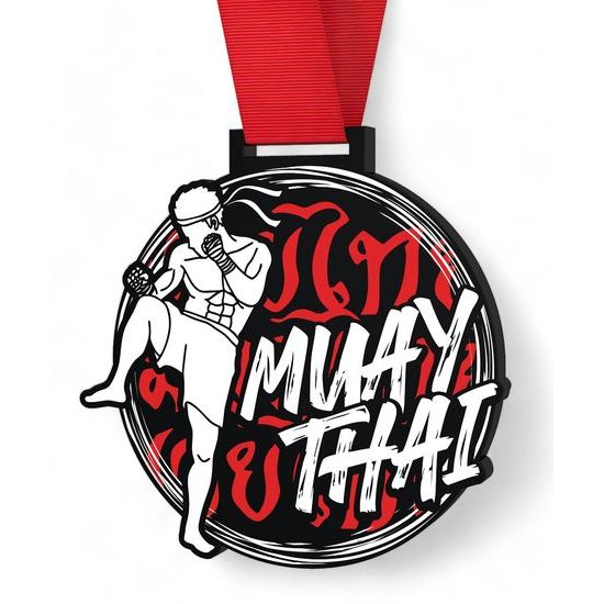 Giant Muay Thai Black Acrylic Medal