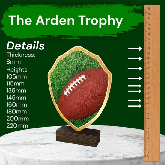 Arden American Football Real Wood Shield Trophy
