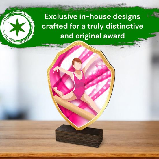 Arden Gymnastics Female Real Wood Shield Trophy
