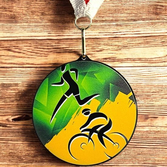 Rincon Colour Duathlon Black Acrylic Medal
