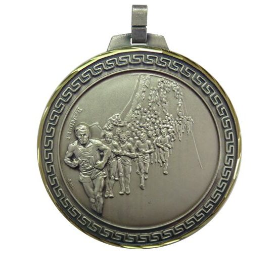Diamond Edged Marathon Running Large Silver Medal