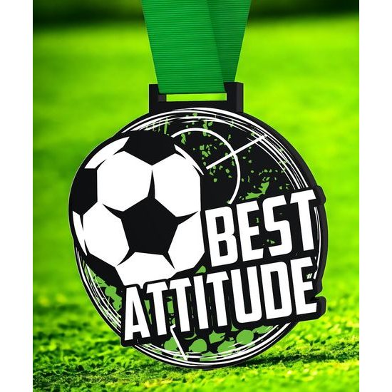 Giant Best Attitude Black Acrylic Football Medal