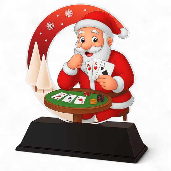 Santa Poker Card Game Christmas Trophy