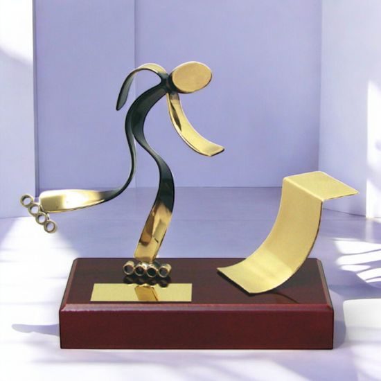 Barcelona Rollerskater Handmade Metal Trophy