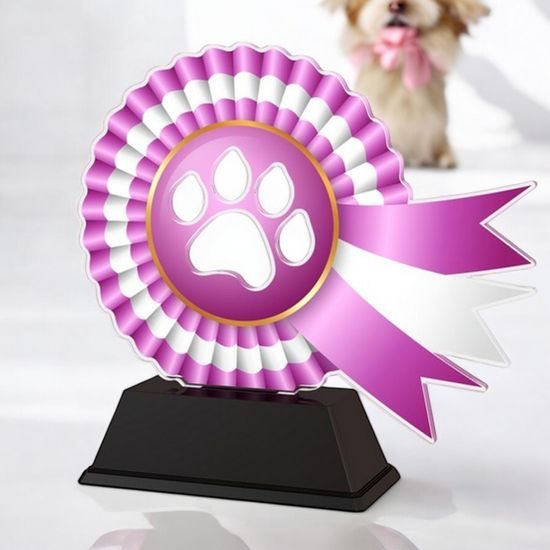 Marley Paw Print Pink Rosette Award