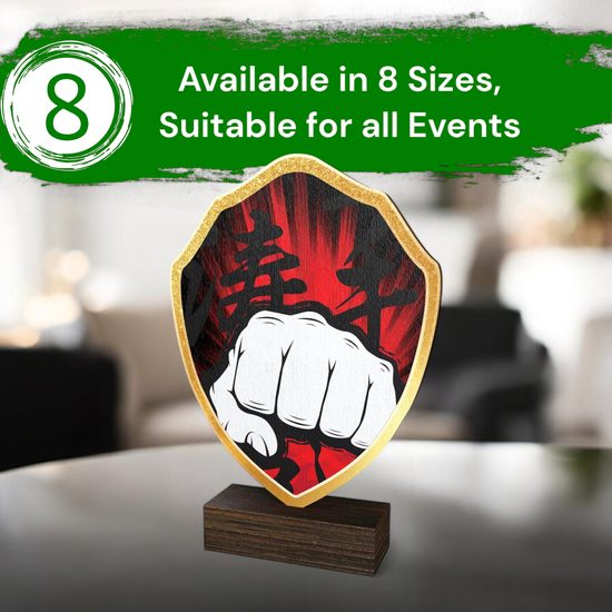 Arden Martial Arts Fist Real Wood Shield Trophy