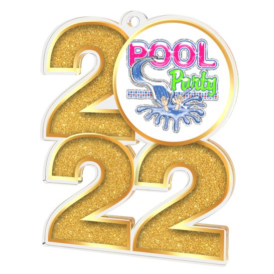 Swimming Pool Party 2022 Gold Acrylic Medal