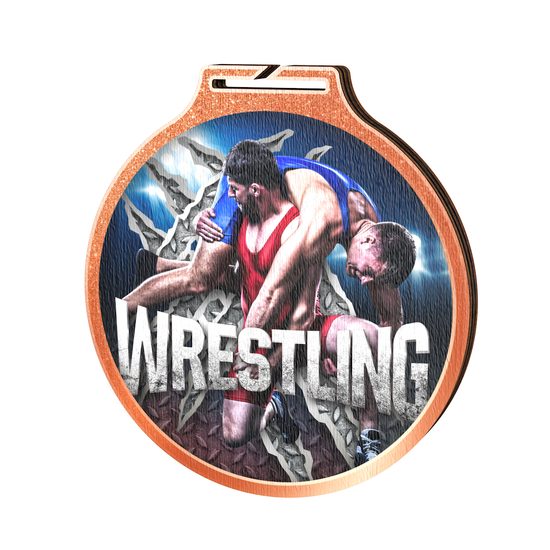 Habitat Wrestling Bronze Eco Friendly Wooden Medal