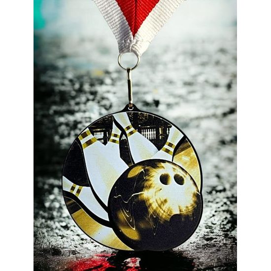 Rincon Classic Tenpin Bowling Black Acrylic Medal