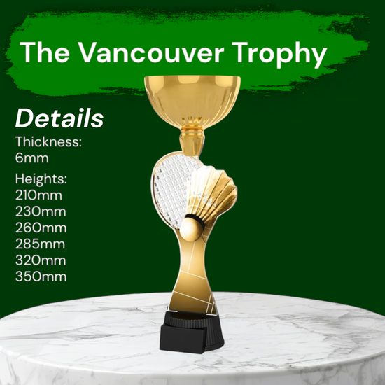 Vancouver Classic Badminton Racket and Shuttlecock Gold Cup Trophy