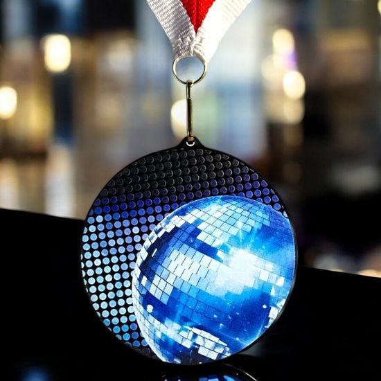 Rincon Colour Disco Ball Black Acrylic Medal