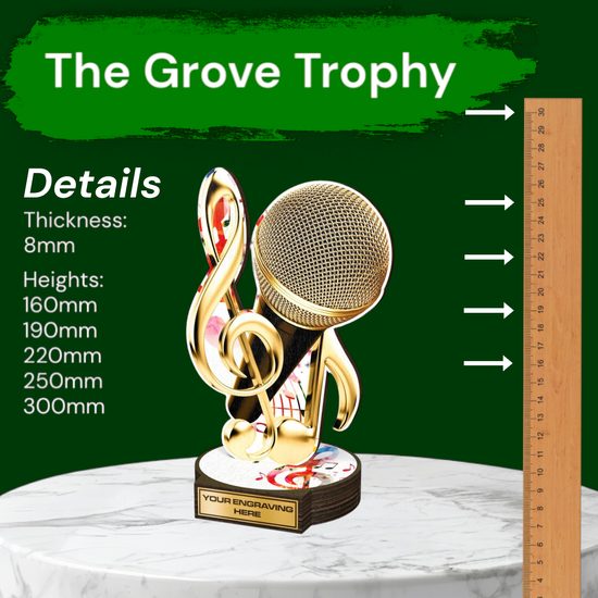 Grove Singing Music Note Real Wood Trophy