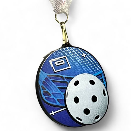 Rincon Colour Floorball Black Acrylic Medal