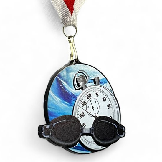 Rincon Colour Swimming Black Acrylic Medal