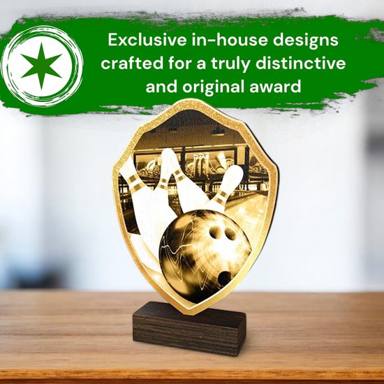 Arden Classic Tenpin Bowling Real Wood Shield Trophy