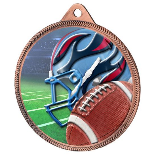 American Football Colour Texture 3D Print Bronze Medal