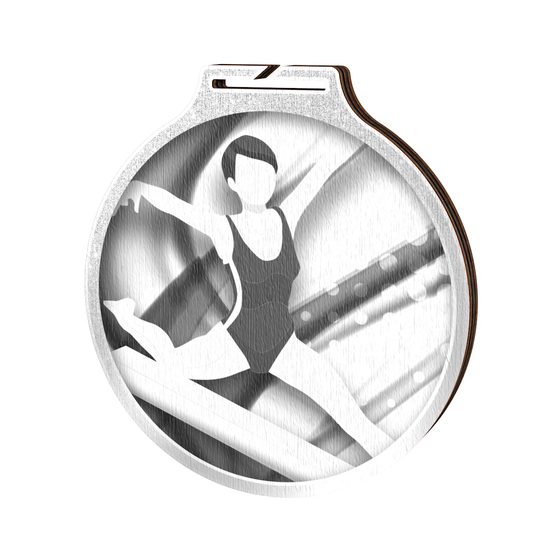 Habitat Classic Female Gymnastics Silver Eco Friendly Wooden Medal