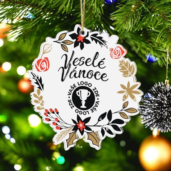 Christmas Wreath Logo Custom Made Printed Bauble
