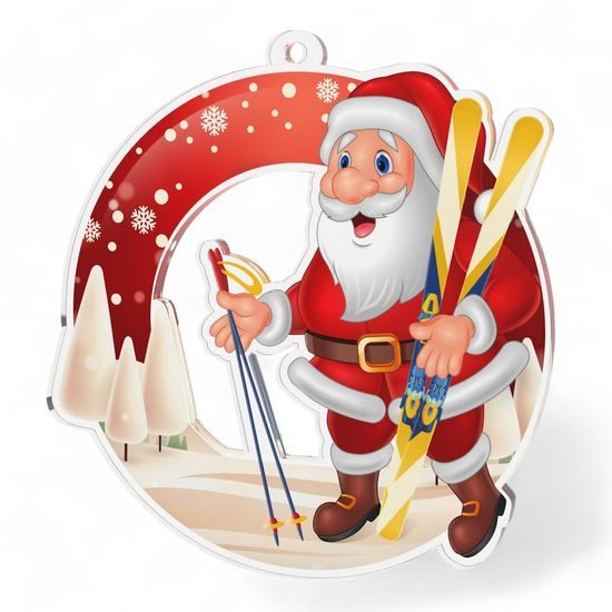 Snowy Father Christmas Skiing Medal
