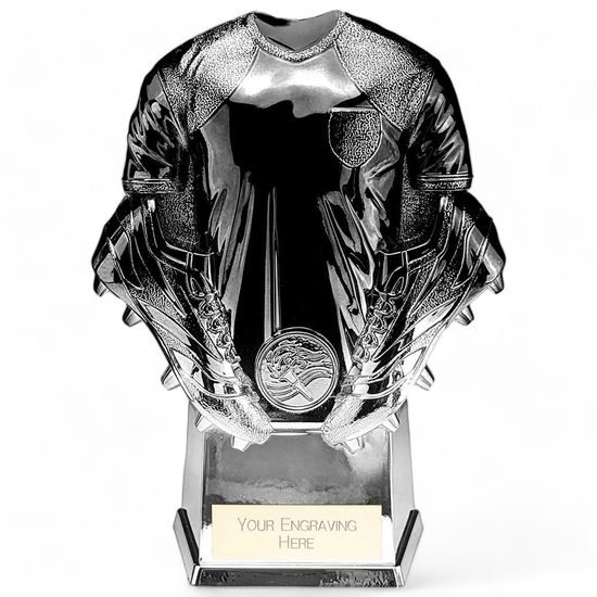 Krol Heavyweight Silver Football Trophy (FREE CLUB LOGO)