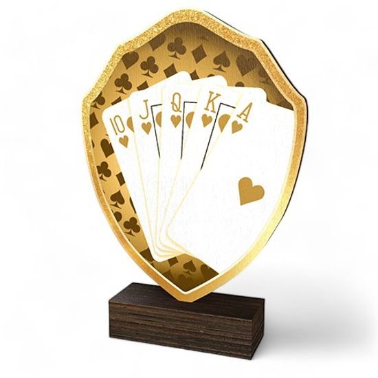 Arden Classic Poker Card Games Real Wood Shield Trophy