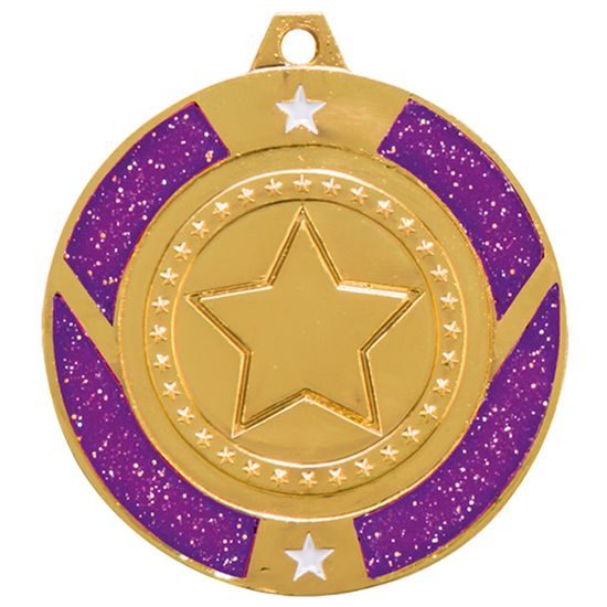 Purple Glitter Star Logo Insert Gold Medal