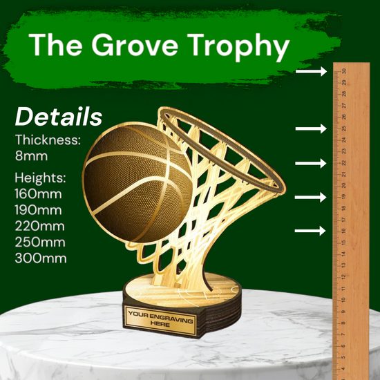 Grove Classic Basketball Real Wood Trophy