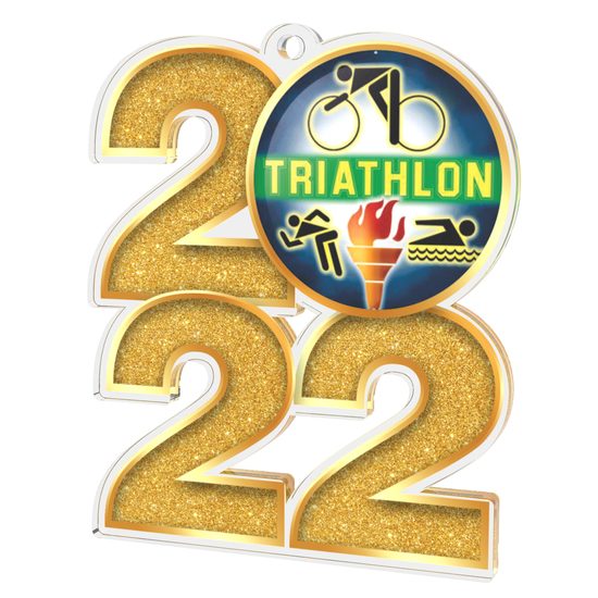 Triathlon 2022 Gold Acrylic Medal