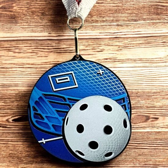 Rincon Colour Floorball Black Acrylic Medal