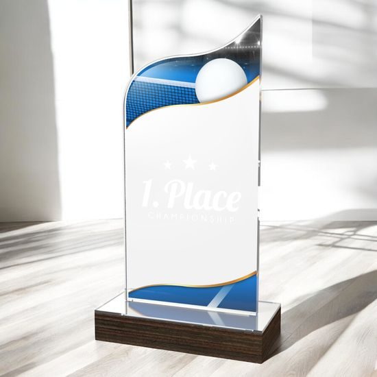 United Table Tennis Acrylic Wood Fusion Trophy