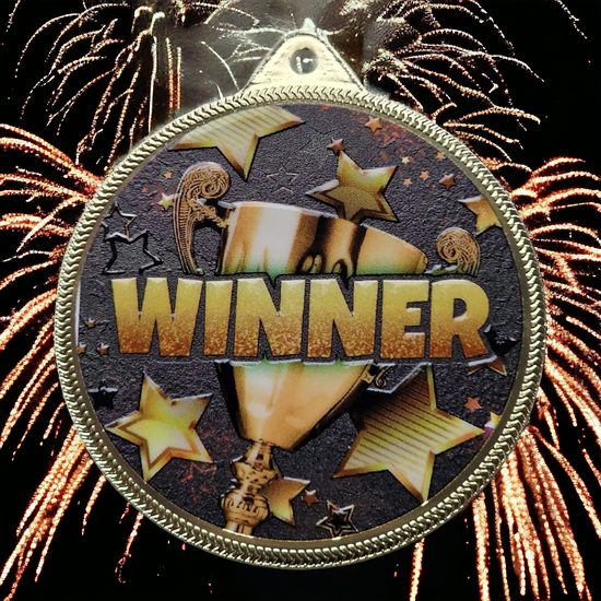 Winner Texture Print Gold Star Medal