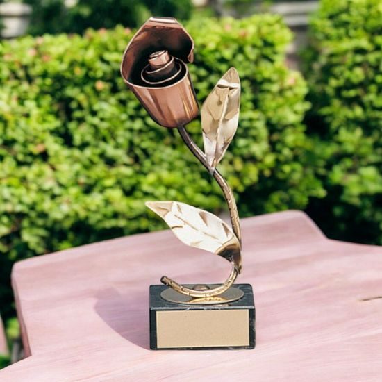Laza Rose Flower Handmade Metal Trophy