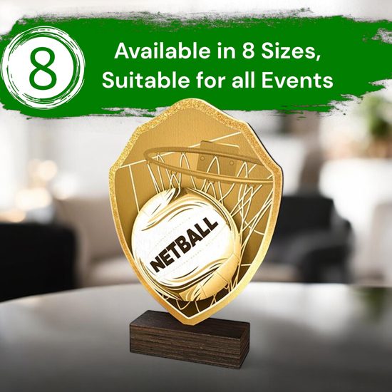 Arden Classic Netball Real Wood Shield Trophy