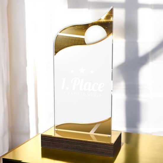 United Table Tennis Acrylic Wood Fusion Trophy