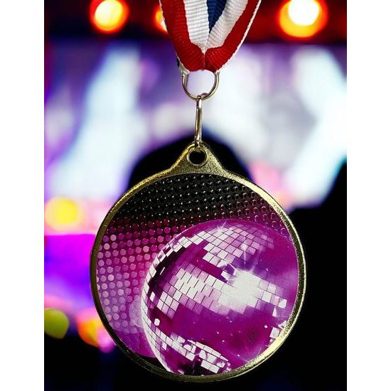 Hercules Texture Print Pink Disco Ball Medal