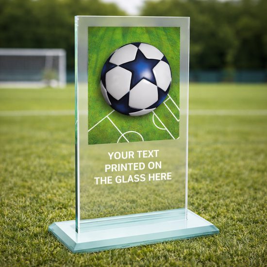 Tabor Full Colour Printed Football Champions Glass Award