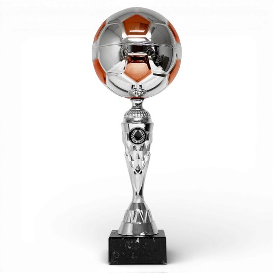 Merida Silver and Orange Metal Football Trophy