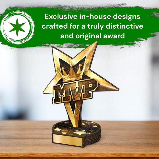 Grove MVP Gold Star Real Wood Trophy
