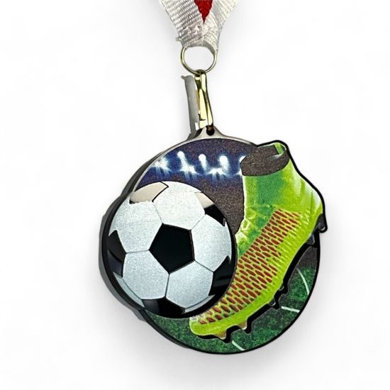 Rincon Colour Football Black Acrylic Medal