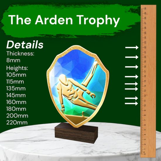 Arden Gymnastics Male Real Wood Shield Trophy