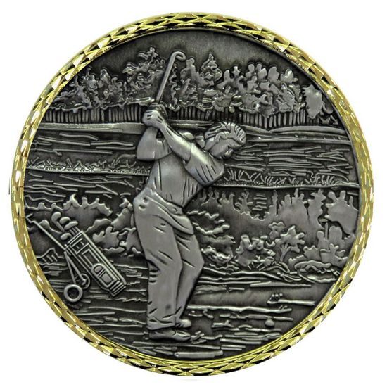 Diamond Edged Golf Shot Heavyweight Silver Medal