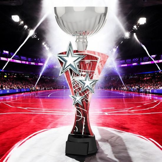 Triple Star Basketball Silver Trophy Cup