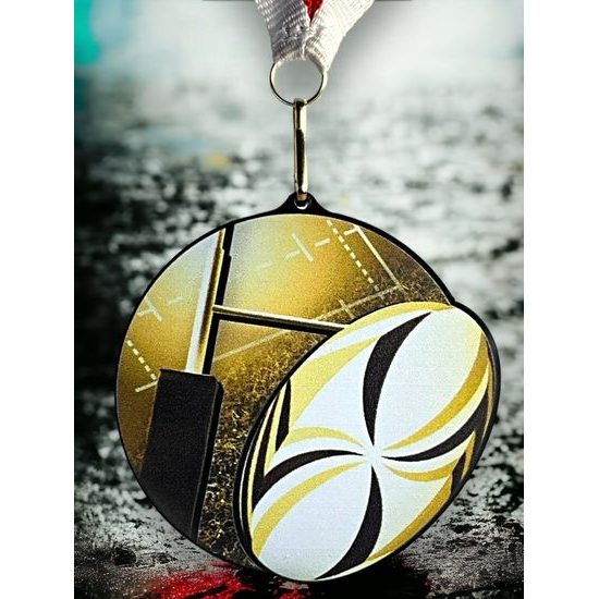 Rincon Classic Rugby Black Acrylic Medal