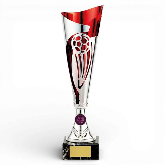Champions Silver and Red Metal Football Trophy Cup