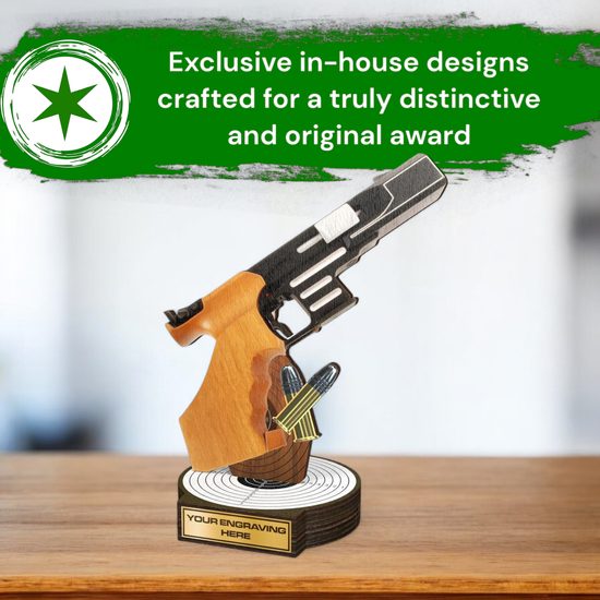 Grove Pistol Shooting Real Wood Trophy