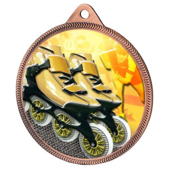 Inline Skating Colour Texture 3D Print Bronze Medal
