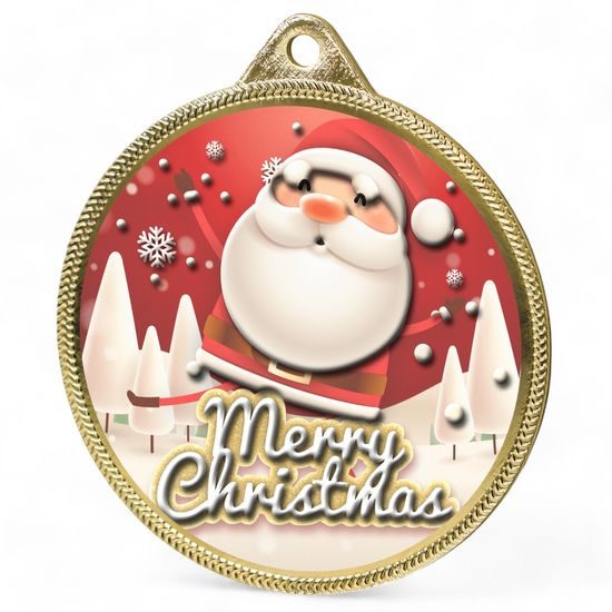 Sparkle Merry Christmas Texture Print Full Colour Medal
